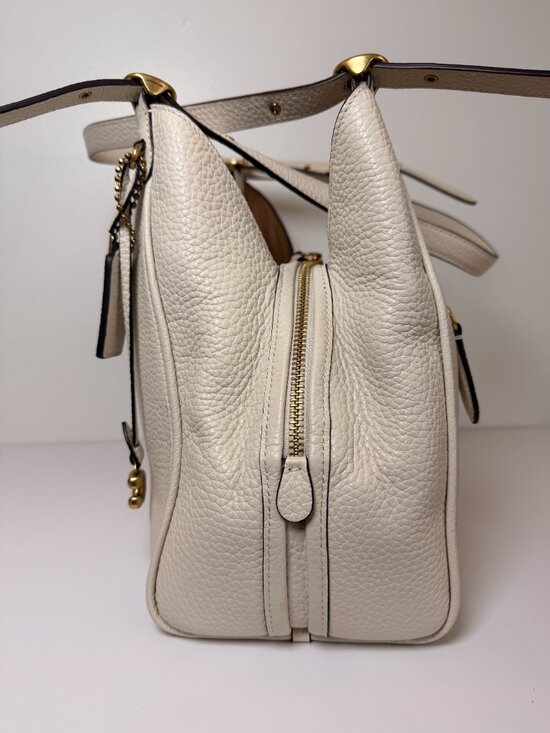 Coach Lori Shoulder Bag Cream Pebble Leather Gold Hardware Satchel Hobo Purse main image 1